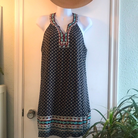 THML Embroidered Aztec Halter Dress Size Medium - Picture 1 of 10